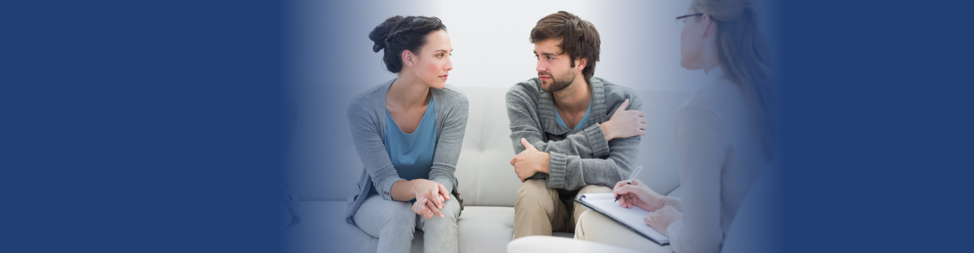 man talking to a woman